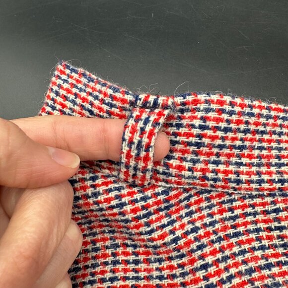 Vintage Skirt Wool Blend Size 10 Red Navy Blue Evan Picone USA 1970s Union Made - Picture 7 of 9